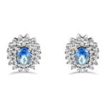 Ceylon Sapphire double halo diamond earrings
