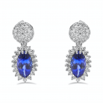 Marquise Cut Tanzanit & Diamond Earrings