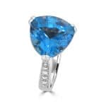 Trilliant Cut Blue Topaz & Diamond Dress Ring