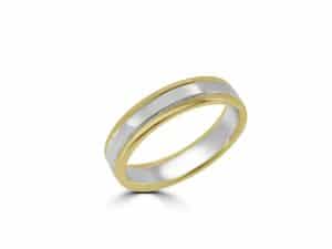 18ct White Gold & Yellow Gold mens wedding Ring
