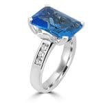 Emerald Cut Blue Topaz & Diamond Dress Ring